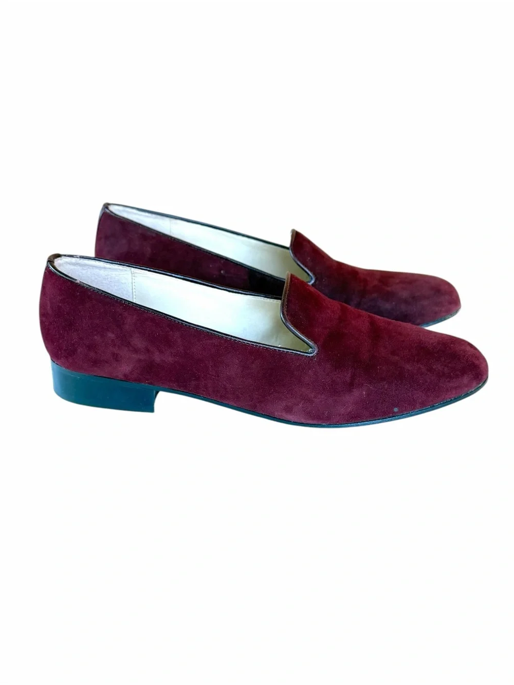 Talbots Burgundy Suede Smoking Loafers Made in Spain Leather Sole